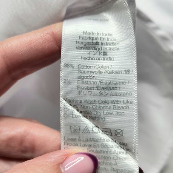 Madewell V Neck Long Bubble Sleeve Top Eyelet White Cotton Shirt Stretchy Small - Picture 8 of 8